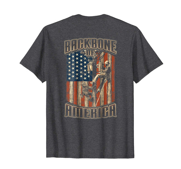Wonderful Backbone Of America Lineman Us Flag Gift  T-Shirt Dark Heather