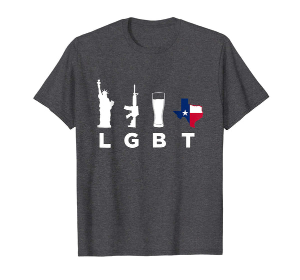 Great Liberty Guns Beers Texas Support Funny Parody Lgbt  T-Shirt Dark Heather