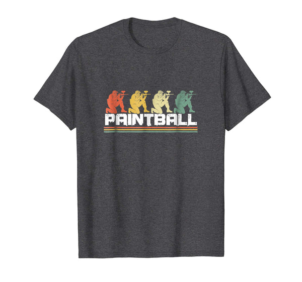 Cool Colorful Retro Paintball Players Paint Ball Airsoft  T-Shirt Dark Heather