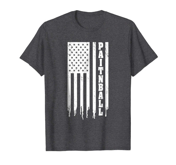 Beautiful Paintball American Flag Player Team  T-Shirt Dark Heather