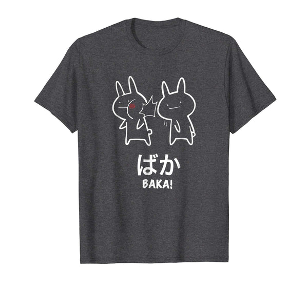 Beautiful Funny Anime Baka Rabbit Slap Baka Japanese Tee  T-Shirt Dark Heather