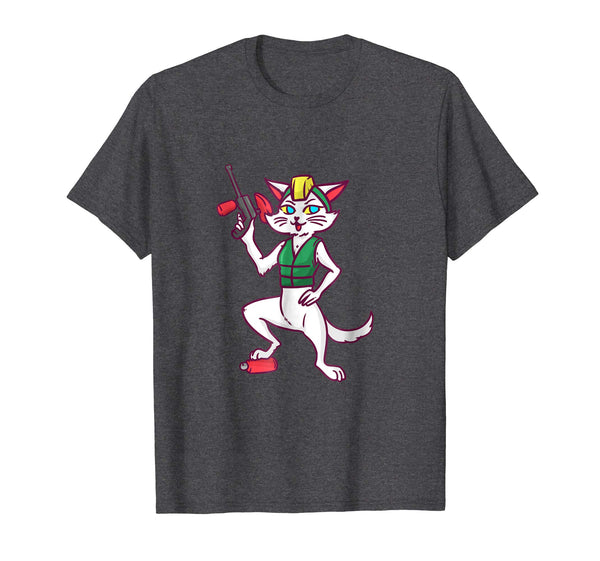 Beautiful Funny Paintball Cat Tee  T-Shirt Dark Heather