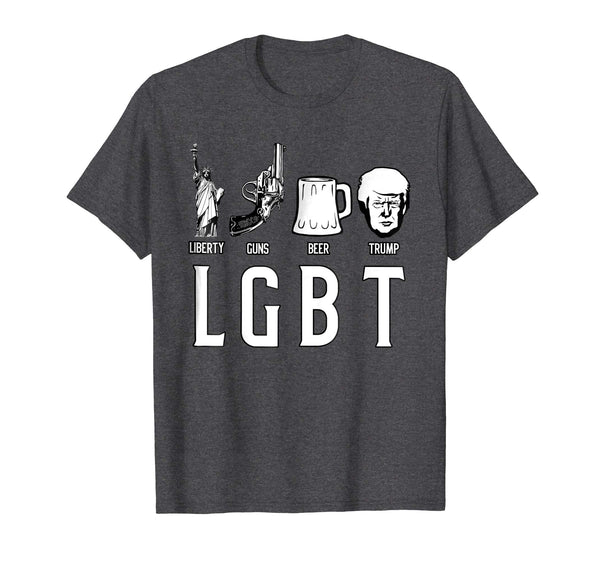 Cutest Funny Gift Lgbt Liberty Guns Beer Trump  T-Shirt Dark Heather