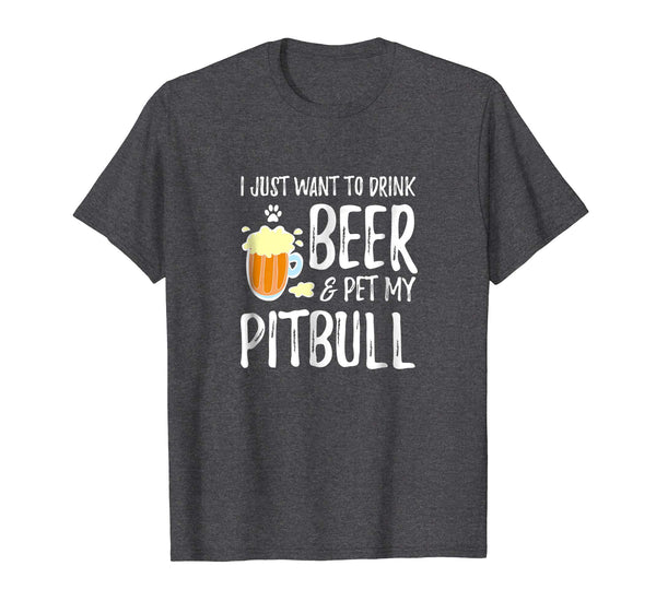 Hot Beer And Pitbull Funny Dog Mom Or Dog Dad Gift Idea  T-Shirt Dark Heather
