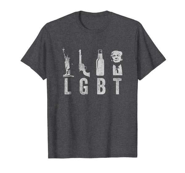 Beautiful Liberty Guns Beer Trump 2020 Lgbt Parody Funny Gift  T-Shirt Dark Heather