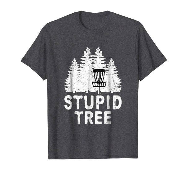 Great Funny Disc Golf Stupid Tree Distressed Frisbee Golf  T-Shirt Dark Heather