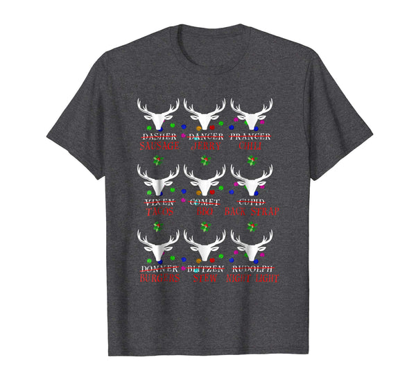 Wonderful Hunter Of All Santa's Reindeers Funny Deer Gift Tee  T-Shirt Dark Heather