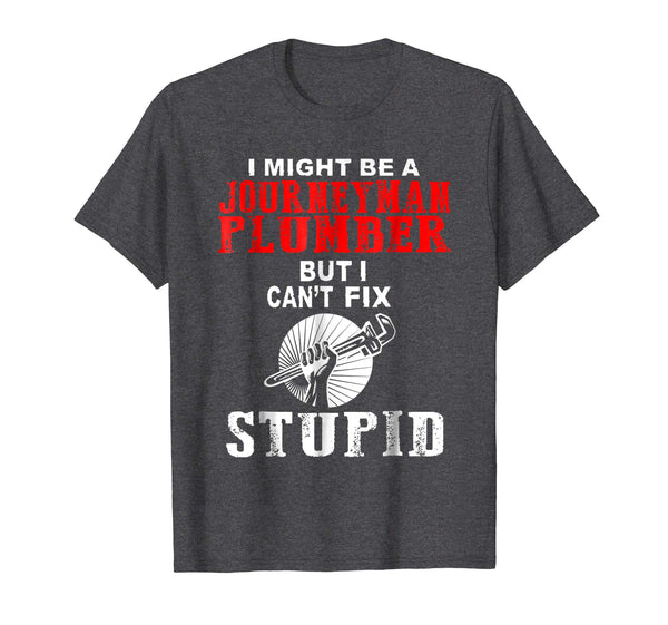 Wonderful I Might Be A Journeyman Plumber But I Can T Fix Stupid T Shi  T-Shirt Dark Heather