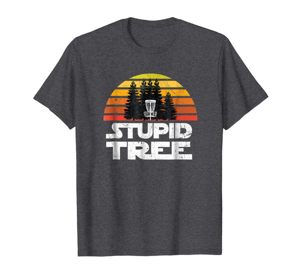 Cute Disc Golf For Men Stupid Tree Frisbee Golf  T-Shirt Dark Heather