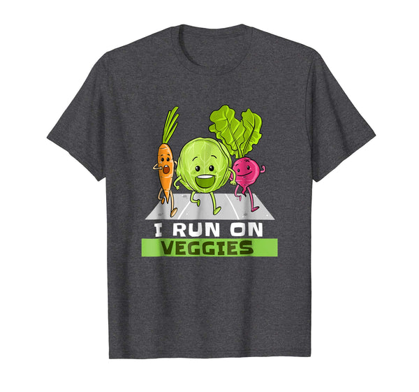 Cool I Run On Veggies Funny Vegan Vegetarian Runner Gift  T-Shirt Dark Heather