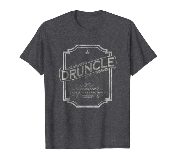 Funny Druncle Vintage Weathered Whiskey Label Design  T-Shirt Dark Heather