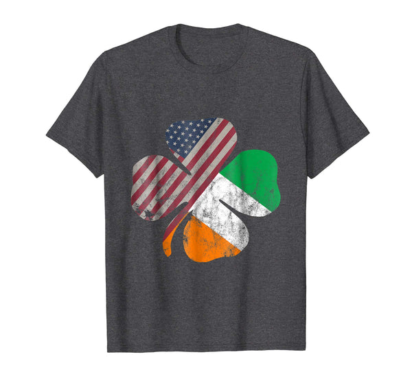 Adorable Irish American Flag Shamrock St.patrick's Day  T-Shirt Dark Heather