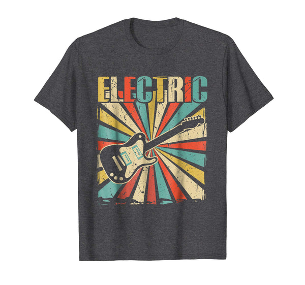 Cool Funny Vintage Electric Bass Guitar  T-Shirt Dark Heather