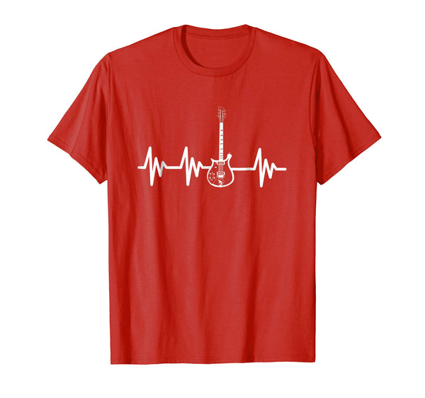 Cutest Electric Guitar Heartbeat Guitar Guitar Apparel  T-Shirt Red