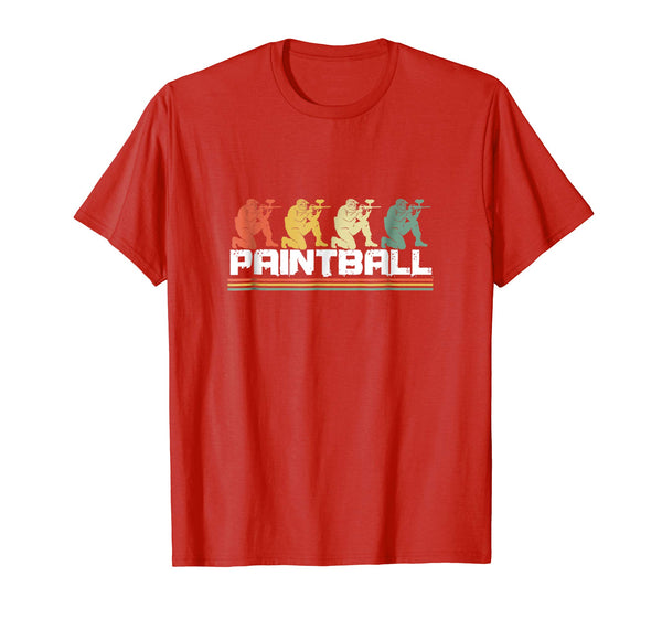 Cool Colorful Retro Paintball Players Paint Ball Airsoft  T-Shirt Red