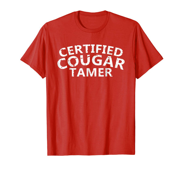 Hot Mens Certified Cougar Tamer Cougar Hunter  T-Shirt Red