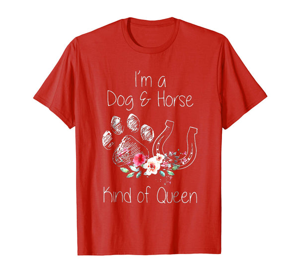Hot I'm A Dog &amp; Horse Animal Lover Gift  T-Shirt Red