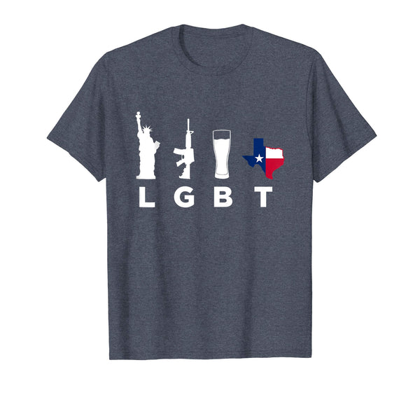 Great Liberty Guns Beers Texas Support Funny Parody Lgbt  T-Shirt Heather Blue
