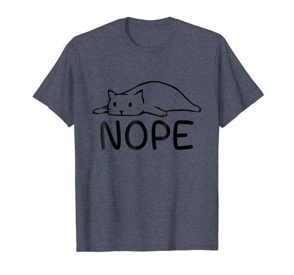 Cool Nope Funny Lazy Cat Nope Not Today Ca  T-Shirt Heather Blue