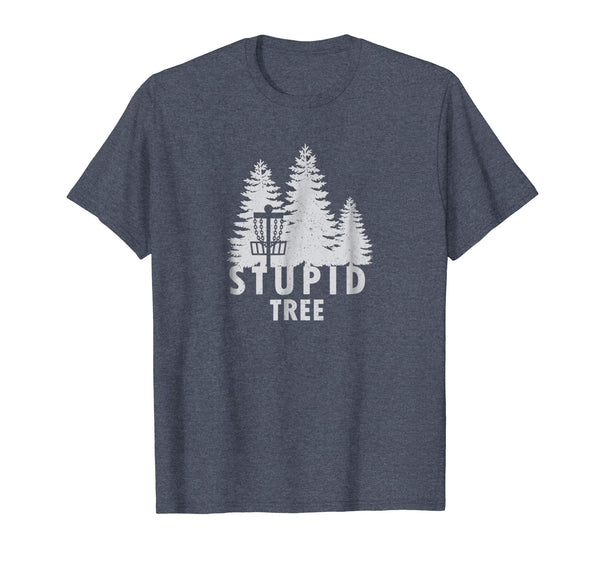 Adorable Stupid Tree Funny Disc Golf  T-Shirt Heather Blue