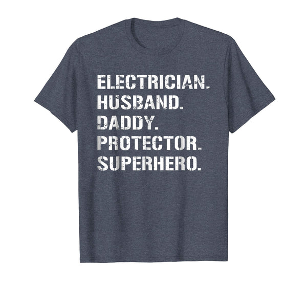 Cutest Electrician Daddy And Husband Father's Day Gift  T-Shirt Heather Blue