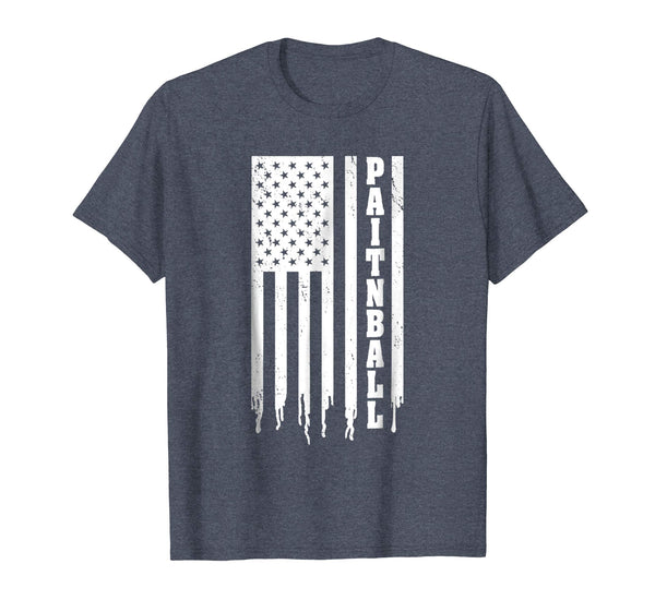Beautiful Paintball American Flag Player Team  T-Shirt Heather Blue