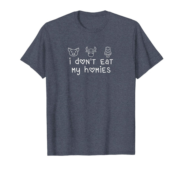Great I Don't Eat My Homies Vegan  T-Shirt Heather Blue