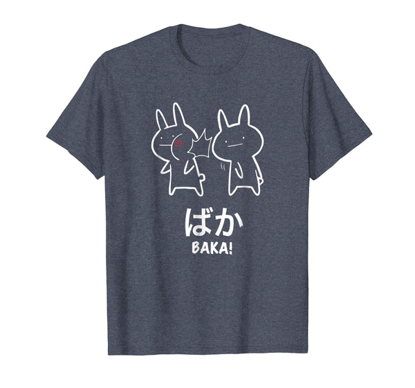 Beautiful Funny Anime Baka Rabbit Slap Baka Japanese Tee  T-Shirt Heather Blue