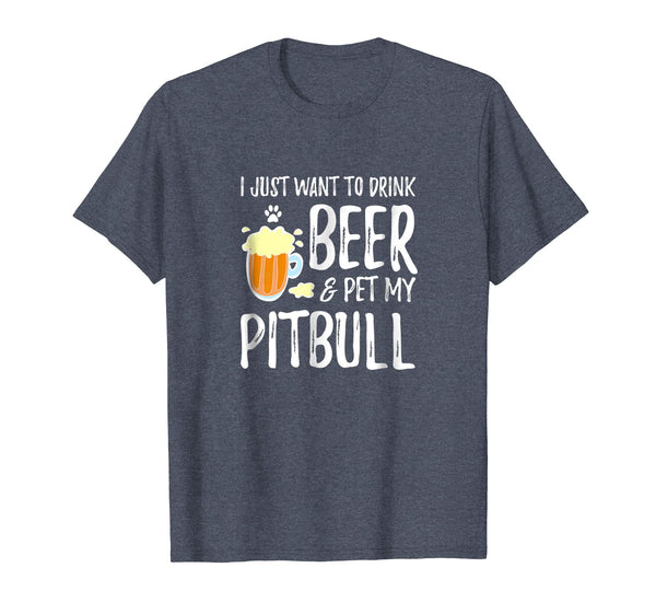 Hot Beer And Pitbull Funny Dog Mom Or Dog Dad Gift Idea  T-Shirt Heather Blue