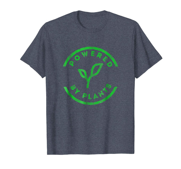 Adorable Powered By Plants Vegan Workou  T-Shirt Heather Blue