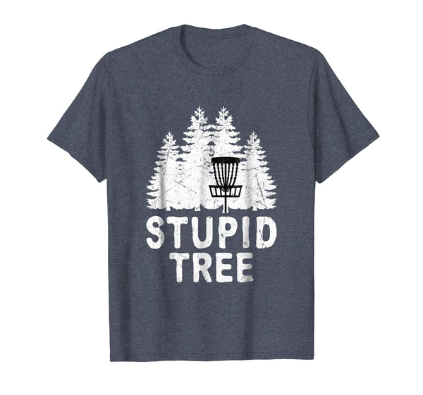 Great Funny Disc Golf Stupid Tree Distressed Frisbee Golf  T-Shirt Heather Blue