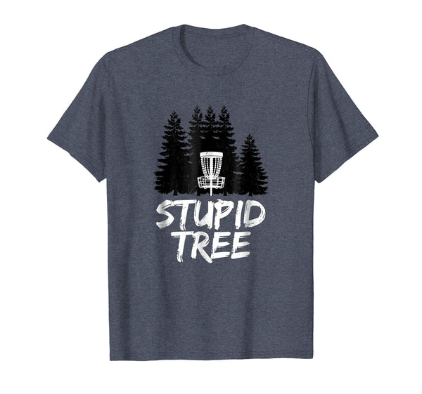 Wonderful Stupid Tree Disc Golf Funny Frisbee Golf  T-Shirt Heather Blue