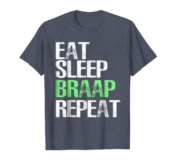 Cute Eat Sleep Braap Repeat Cool Biker Gift  T-Shirt Heather Blue