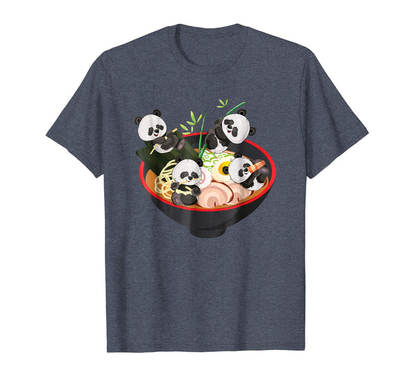Beautiful Kawaii Japanese Anime Panda Bowl Ramen Noodle Gift  T-Shirt Heather Blue