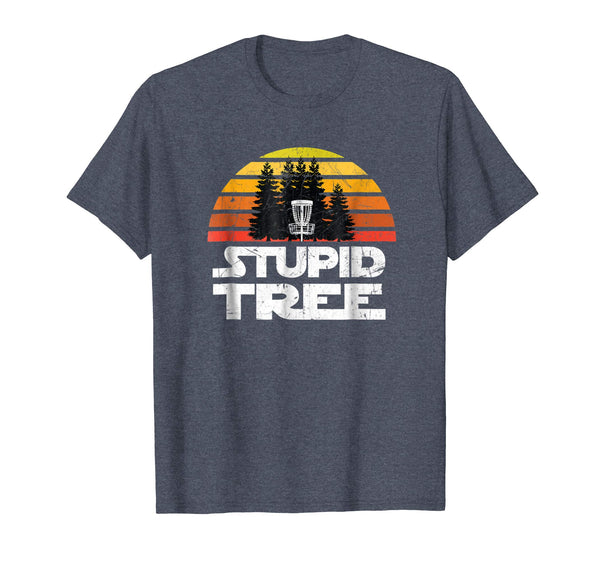Cute Disc Golf For Men Stupid Tree Frisbee Golf  T-Shirt Heather Blue