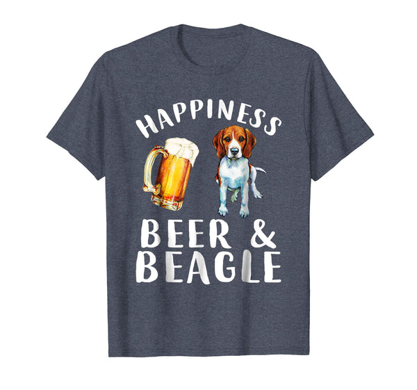 Cool Funny Happiness Beer And Beagle Dog  T-Shirt Heather Blue