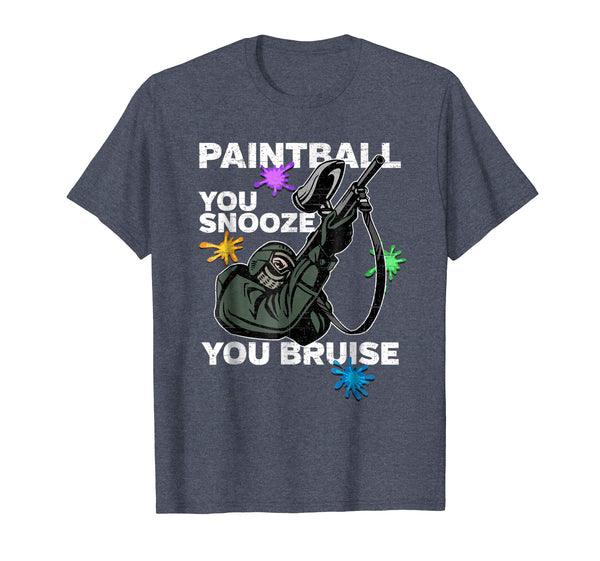 Beautiful Paintball You Snooze You Bruise Funny Paintball Tee  T-Shirt Heather Blue