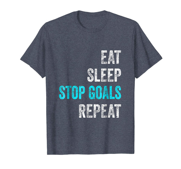Adorable Goalkeeper Eat Sleep Stop Goals Repeat  T-Shirt Heather Blue