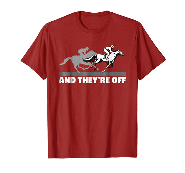 Hot Horse Racing And They're Off Horse Racing  T-Shirt Cranberry