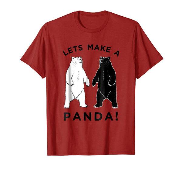 Hot Lets Make A Panda Tee Funny Bear Graphic  T-Shirt Cranberry