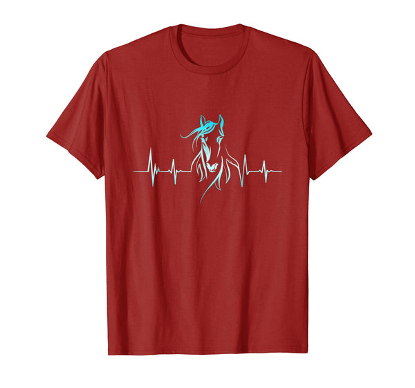 Adorable Horse Heartbeat Horse Lovers Tee  T-Shirt Cranberry