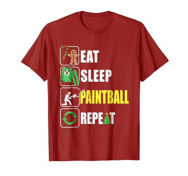 Hot Funny Eat Sleep Paintball Repeat Christmas Gift  T-Shirt Cranberry