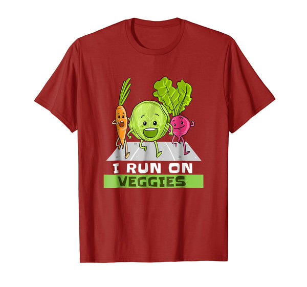 Cool I Run On Veggies Funny Vegan Vegetarian Runner Gift  T-Shirt Cranberry