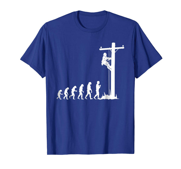 Hotest Cool Unique Evolution Of Lineman Electrician Gift  T-Shirt Royal Blue