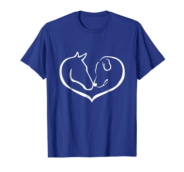 Cutest Heart Shape Riding Horse And Dog  T-Shirt Royal Blue