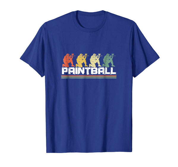 Cool Colorful Retro Paintball Players Paint Ball Airsoft  T-Shirt Royal Blue