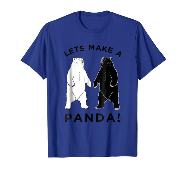 Hot Lets Make A Panda Tee Funny Bear Graphic  T-Shirt Royal Blue