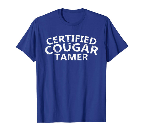 Hot Mens Certified Cougar Tamer Cougar Hunter  T-Shirt Royal Blue
