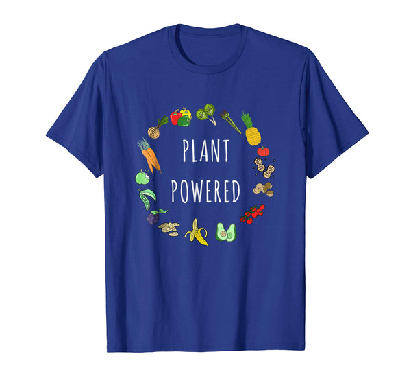 Hot Plant Powered Vegan Plant Based Vegetarian Tee  T-Shirt Royal Blue