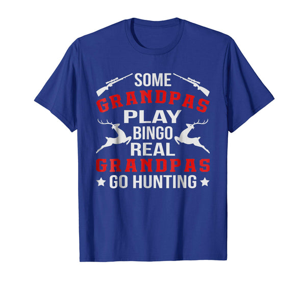 Cool Real Grandpas Go Hunting Funny Hunter Fathers Day Gift  T-Shirt Royal Blue